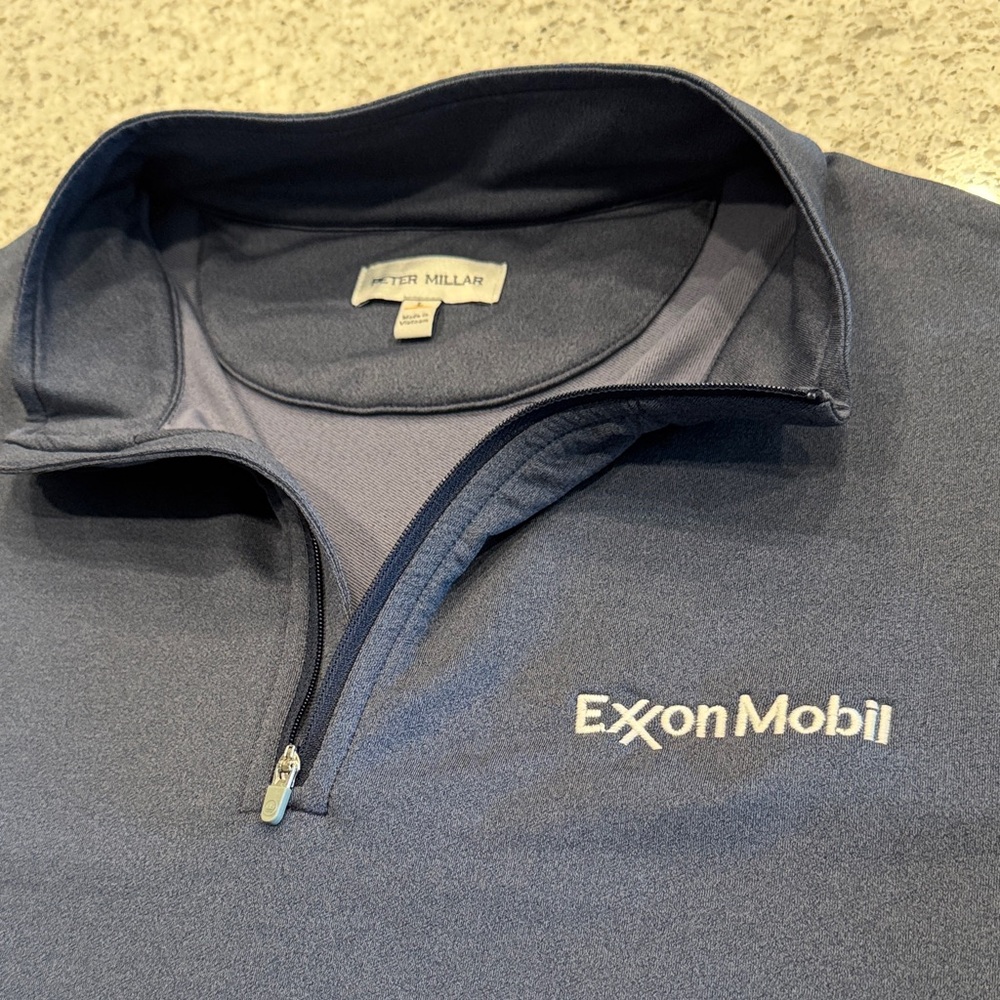 Peter Millar Navy Quarter Zip Pullover Men’s Large with ExxonMobil Embroidery